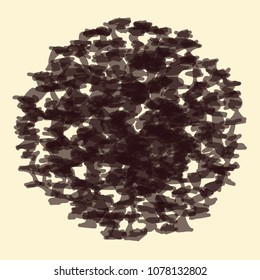 Abstract vector background. Monochrome circular composition of overlapping geometric shapes.