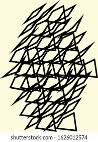 Abstract vector background. Monochrome geometric stroke composition of regular overlapping shapes.