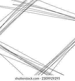 Abstract vector background with monochrome random intersecting lines. Tangled asymmetrical illustration