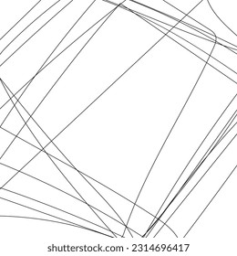 Abstract vector background with monochrome random intersecting lines. Tangled asymmetrical illustration