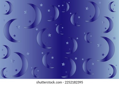Abstract vector background with moon and stars in gradient colors