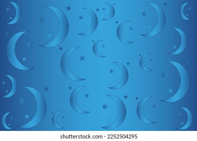 Abstrakter Vektorhintergrund mit Mond und Sternen in Farbverlauf-Farben