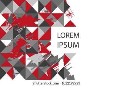 Abstract vector background. Mosaic of triangles and paint strokes.