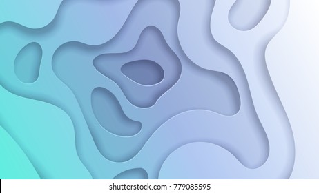 Abstract vector background. Multi layers papercut illustration. Cut out texture for wide screen.