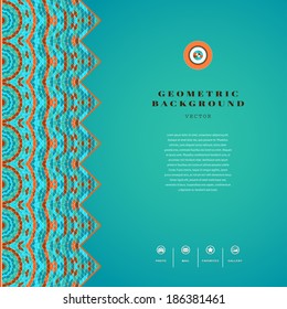 Abstract vector background. Multicolored geometric border. Place for your text. Icons photo, gallery, favorites and mail. Perfect for corporate or website design.