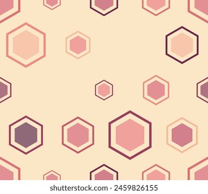 Abstract vector background. Multicolored geometric elements of varied sizes. Hexagon mosaic background with inner solid cells. Large hexagons. Tileable pattern. Seamless vector illustration.