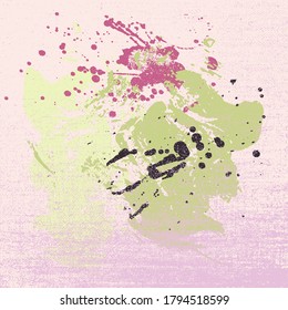 Abstract vector background with multi-colored paints stains on a canvas texture in pastel colors. Use for backgrounds, textures, advertisements, web designs. packaging, paper, fabric.

