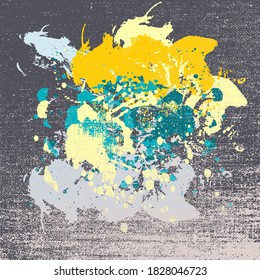 Abstract vector background with multi-colored paints stains on a canvas texture. Use for backgrounds, textures, advertisements, web designs. packaging, paper, fabric.
