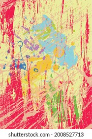 Abstract vector background with multi-colored paints stains on a canvas texture. Use for backgrounds, textures, advertisements, web designs. packaging, paper, fabric.
