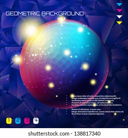 Abstract vector background. Multicolored sphere, background of the polygon. Bright colors. Place for your text.