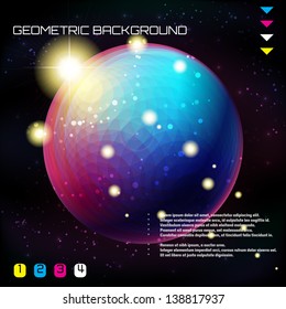 Abstract vector background. Multicolored sphere, space background. Bright colors. Place for your text.