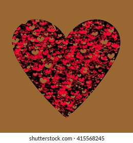 Abstract vector background with music notes and a shape of a heart.  Musical notes on gold. Design for wedding card, valentine, save the date.