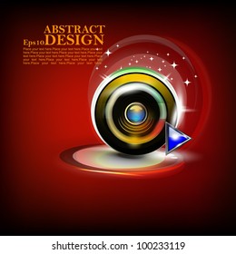  Abstract vector background with music Speaker, music icon in glowing Lights.