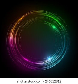 Abstract Vector Background - neon Circle behind Dark Design