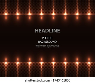Abstract vector background with neon halftone light stripes on black. 