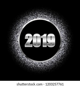 
Abstract vector background, New Year's silver circle. Greeting card element
