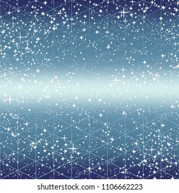 Abstract vector background with night sky and stars. Illustration of outer space and Milky Way. Starlight illustration. Star Trek. Infinite galaxy.