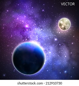 abstract vector background with night sky and stars. illustration of outer space and Milky Way