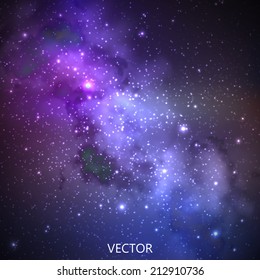 Abstract Vector Background With Night Sky And Stars. Illustration Of Outer Space And Milky Way