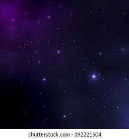 Abstract vector background with night sky and stars. illustration of outer space in violet colors