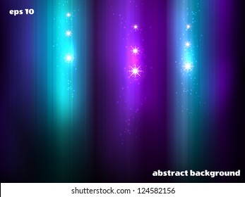 Abstract vector background. Northern lights and stars.
