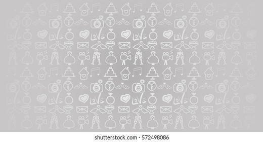 abstract vector background on the theme of the wedding. Doodles. cake, dress, camera, doves, ring, etc. It can be used for greeting cards, advertisements, brochures, background, textile, fabrics, etc.