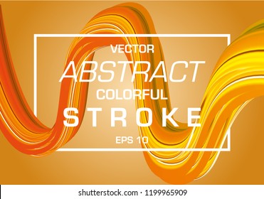 Abstract vector background in orange color with 3D colorful stroke element