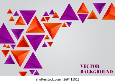 Abstract vector background with orange and purple pyramids.Vector illustration