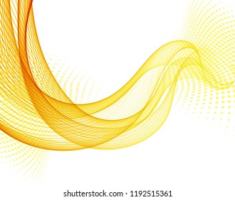 Abstract vector background with orange smooth color wavewith halftone