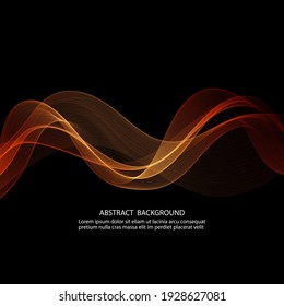 Abstract vector background with orange soft smooth lines of transparent wave, design element