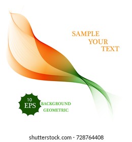 Abstract vector background, orange-green transparent wavy lines for brochure, website, flyer design. Orange-green smoke wave. Orange-green wavy background.