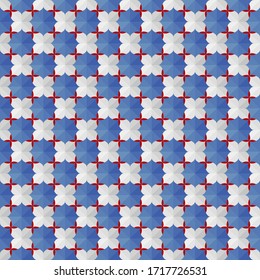 Abstract vector background, ornament, seamless pattern, white and blue. Tiles in the form of umbrellas.