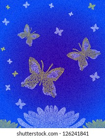 Abstract vector background with ornamental butterflies