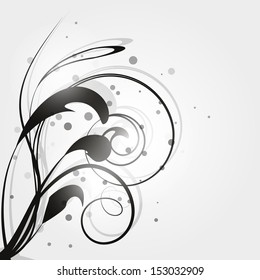 Abstract vector background with ornamental floral elements and swirls