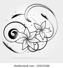 Abstract vector background with ornamental floral elements and swirls
