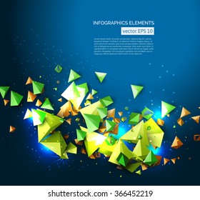 Abstract vector background with overlapping geometric elements with shadows