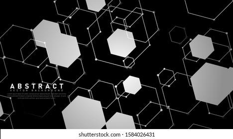 abstract vector background. overlapping shapes and hexagon lines. Vector Illustration For Wallpaper, Banner, Background, Card, Book Illustration, landing page