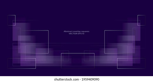 Abstract vector background with overlay of blue squares on dark blue backdrop. Concept for mobile wallpaper, web banner backdrop or typography design with place for text.