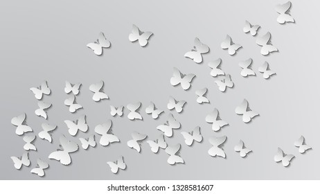 Abstract vector background with paper  butterfly in the wave form. 