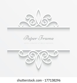 Abstract vector background with paper divider element, header, ornamental frame with shadow, eps10