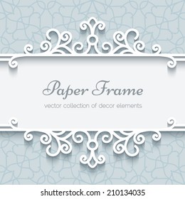 Abstract vector background with paper divider, header, ornamental frame, eps10 