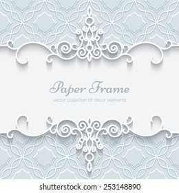 Abstract vector background with paper divider, header, ornamental frame, eps10