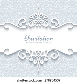 Abstract vector background with paper divider, header, ornamental frame, eps10 