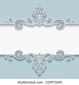 Abstract vector background with paper divider, header, ornamental lace frame, eps10