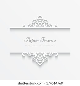 Abstract vector background with paper dividers, header, ornamental frame, eps10