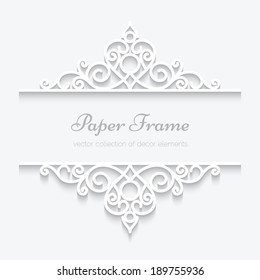 Abstract vector background with paper dividers, header, ornamental frame, eps10 