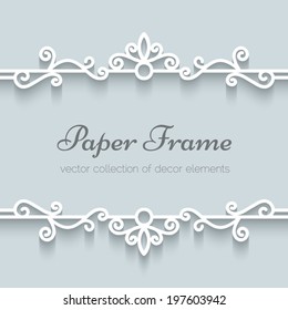 Abstract vector background with paper dividers, header, ornamental frame, eps10 