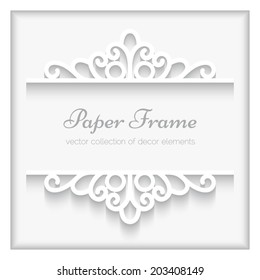 Abstract vector background with paper dividers, header, ornamental frame, eps10 