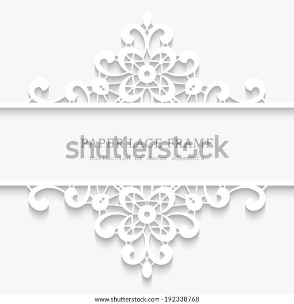 Abstract vector background with\
paper dividers, header, ornamental lace frame on white, eps10\
