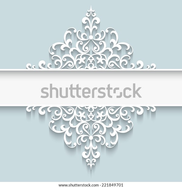 Abstract vector background with
paper dividers, header, ornamental lace frame on white, eps10
